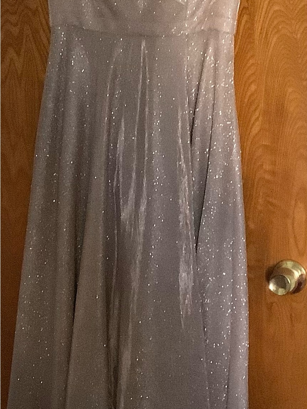Xscape Silver Sparkle A-Line Evening Skirt Blush